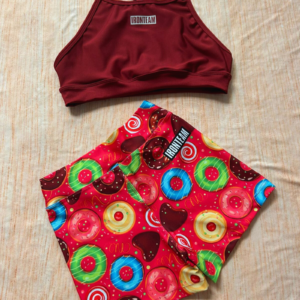 Short donas - top tiras vinotinto