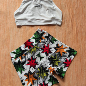 Short estrellas - top tiras blanco