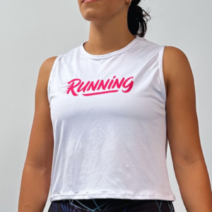 croptop blanco runing rosado