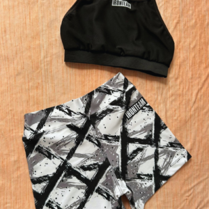 Short pinceladas grises - top tiras negro