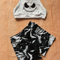 Short veteado blanco - top tiras jack blanco