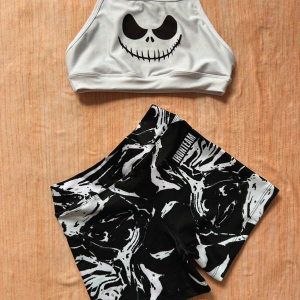 Short veteado blanco - top tiras jack blanco