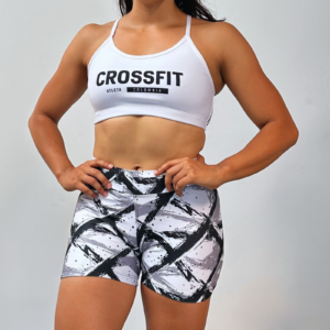 Short pinceladas grises - top brook blanco crossfit
