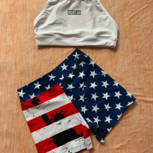 Short USA - top tiras blanco