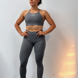 Leggins gris jaspeado - top tiras gris jaspeado