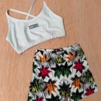 Short estrellas - top tiras blanco