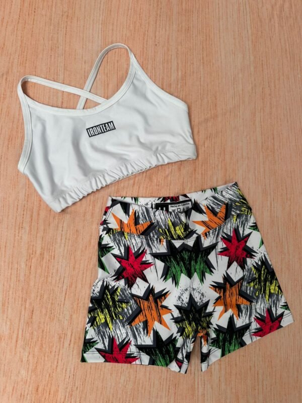 Short estrellas - top tiras blanco