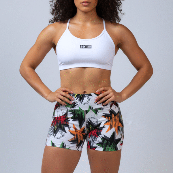 Short estrellas - top tiras blanco