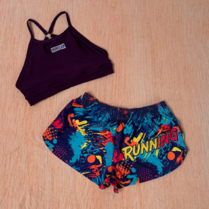 Short Running fiesta con Top tiras violeta