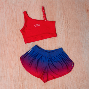 Short Running azul fucsia con Top tiras fucsia