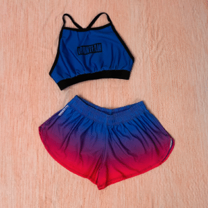 Short Running azul rojo con Top tiras azul