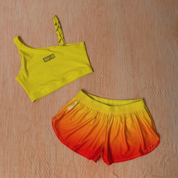 Short Running mandarina con Top claer amarillo