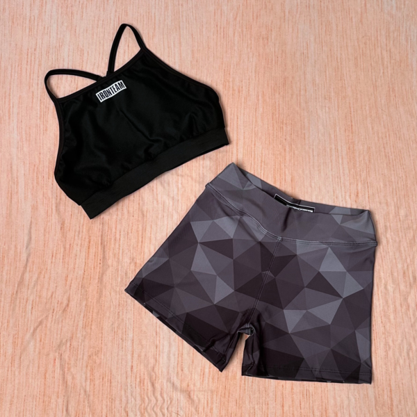 Short perla  - Top tiras negro
