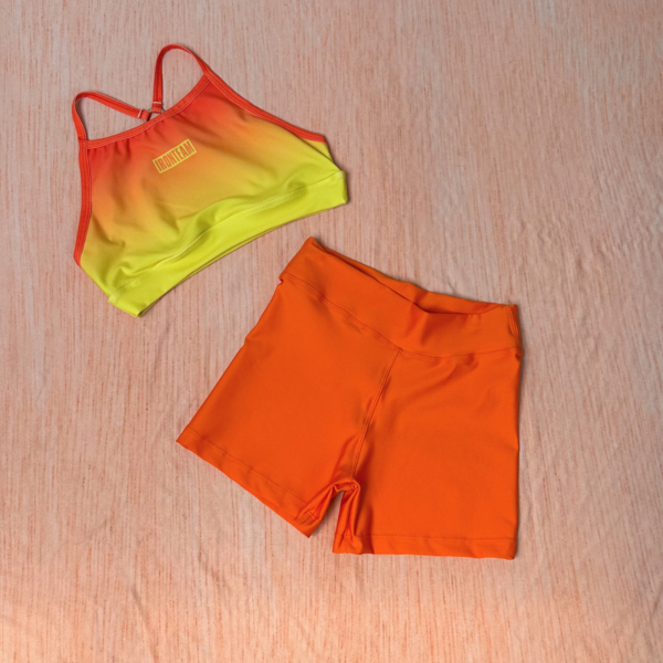 Short naranja - Top tiras mandarina