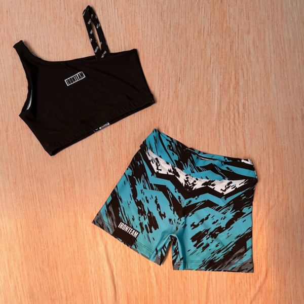 Short rayo azul - Top Claer negro