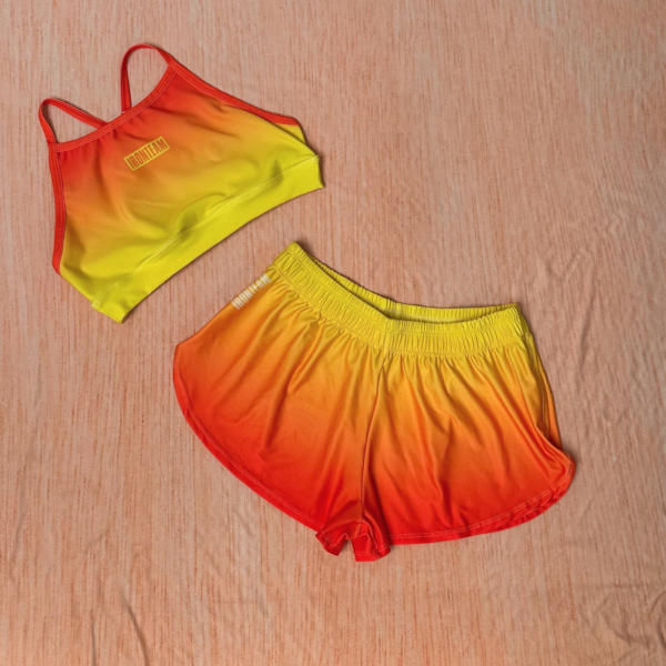 Short Running mandarina con Top tiras mandarina
