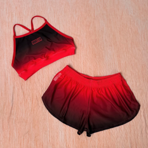 Short Running rojo negro con Top tiras rojo negro