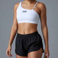 Short Running negro con Top claer blanco