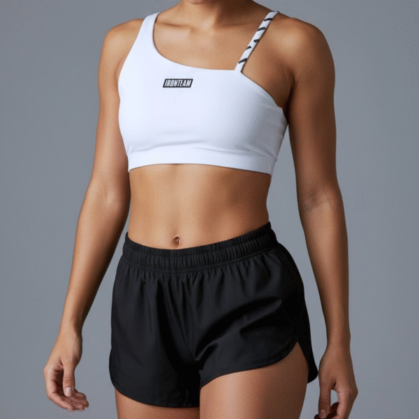 Short Running negro con Top claer blanco