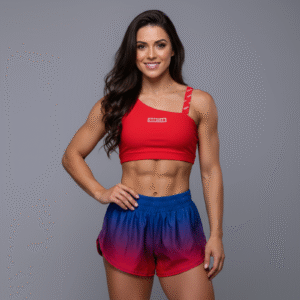 Short Running azul fucsia con Top tiras fucsia