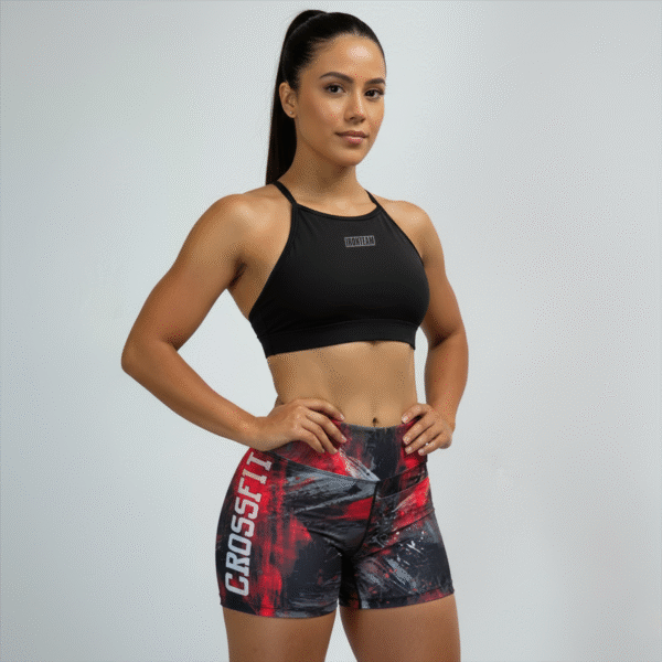 Short pincel rojo - Top tiras negro