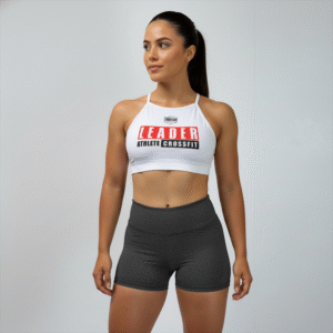 Short Gris jaspiado - Top tiras blanco Leader