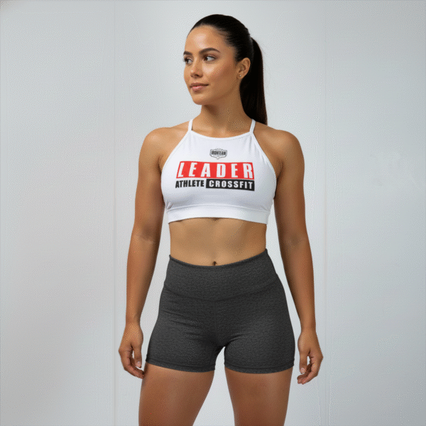 Short Gris jaspiado - Top tiras blanco Leader